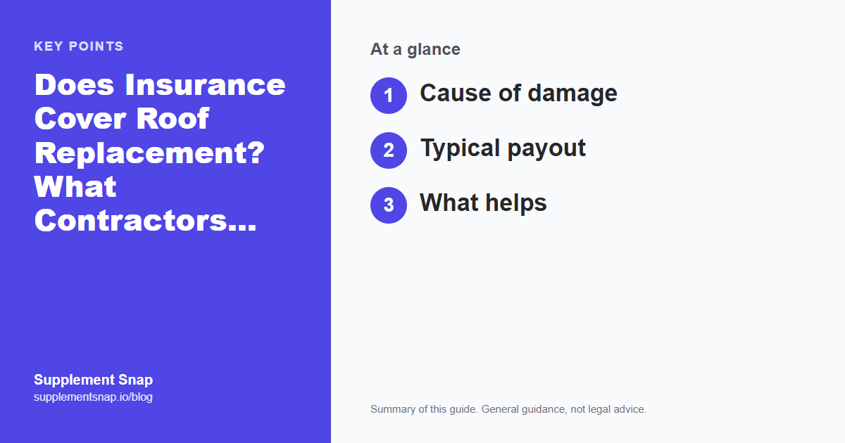 Key points from the guide: Does Insurance Cover Roof Replacement? What Contractors Should Tell Homeowners