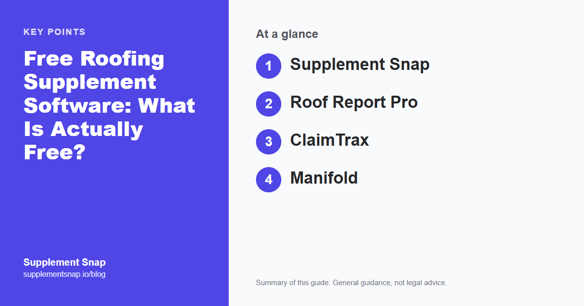 Key points from the guide: Free Roofing Supplement Software: What Is Actually Free?