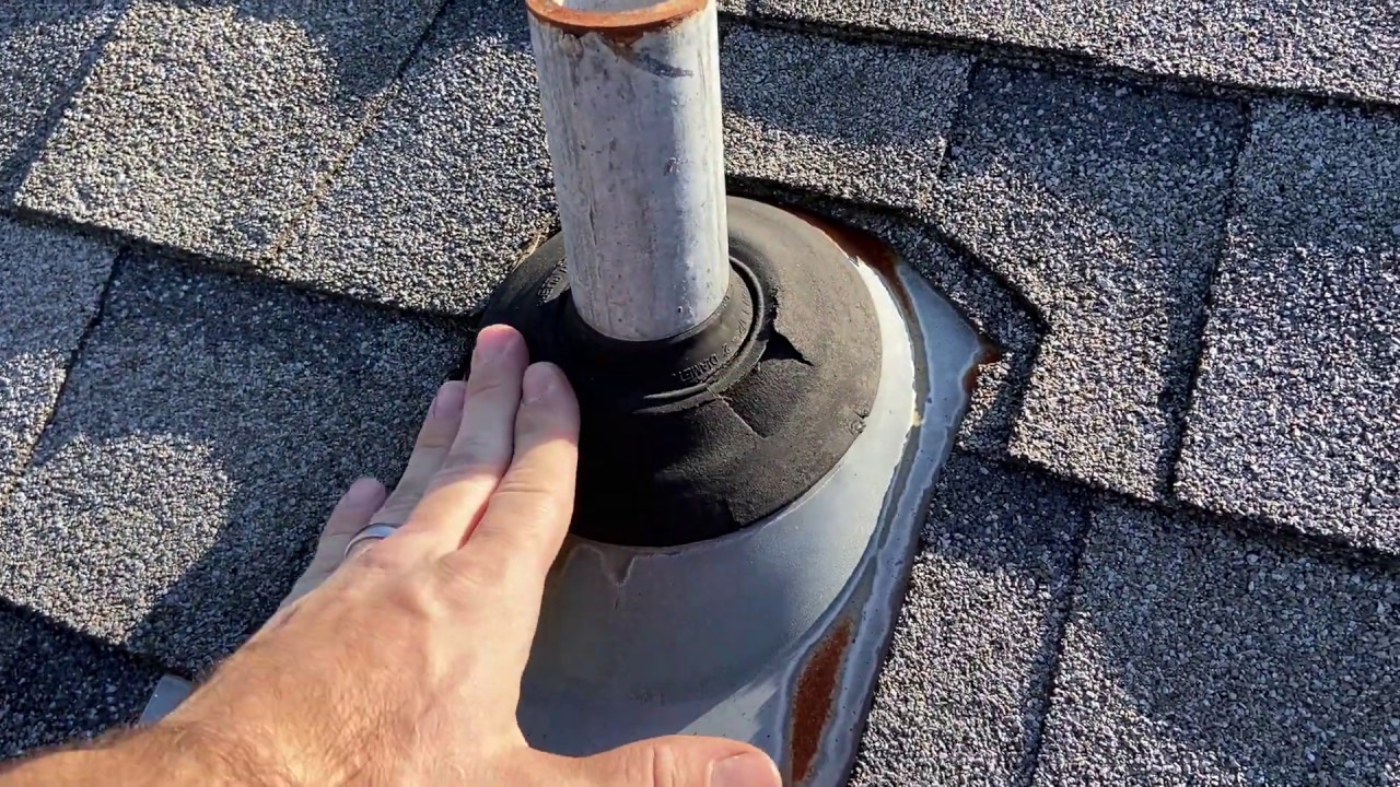 Cracked pipe boot found during hail damage roof tear-off inspection