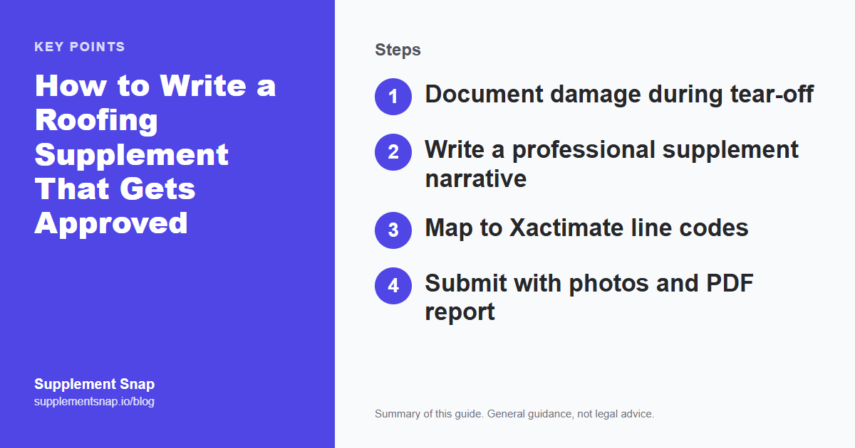 Key points from the guide: How to Write a Roofing Supplement That Gets Approved