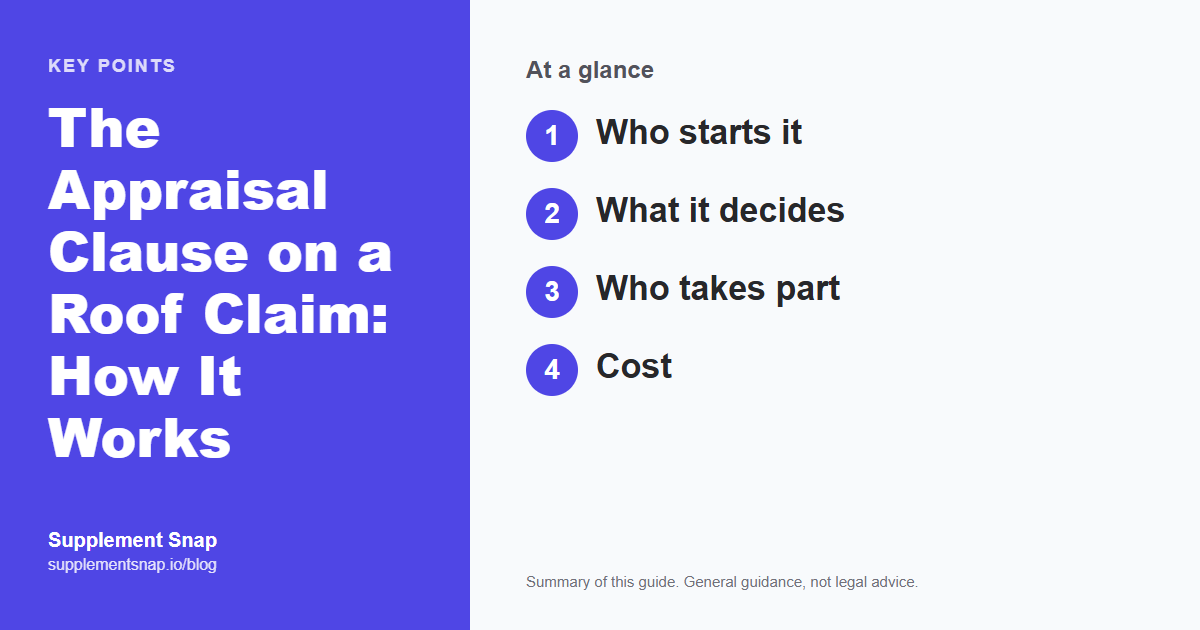 Key points from the guide: The Appraisal Clause on a Roof Claim: How It Works