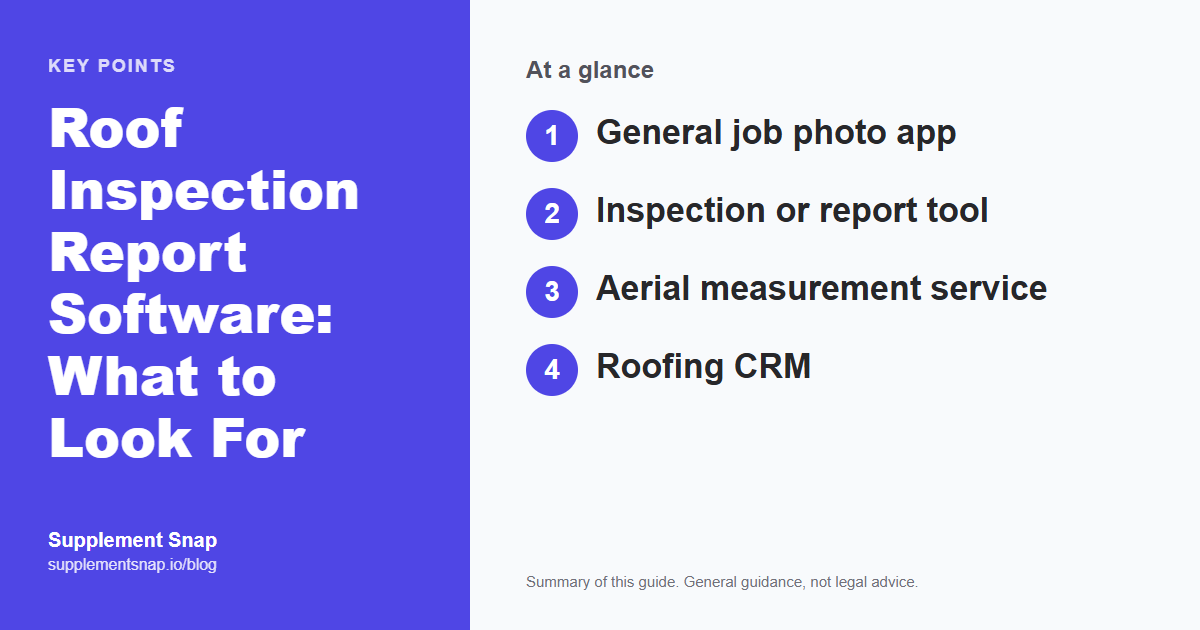 Key points from the guide: Roof Inspection Report Software: What to Look For