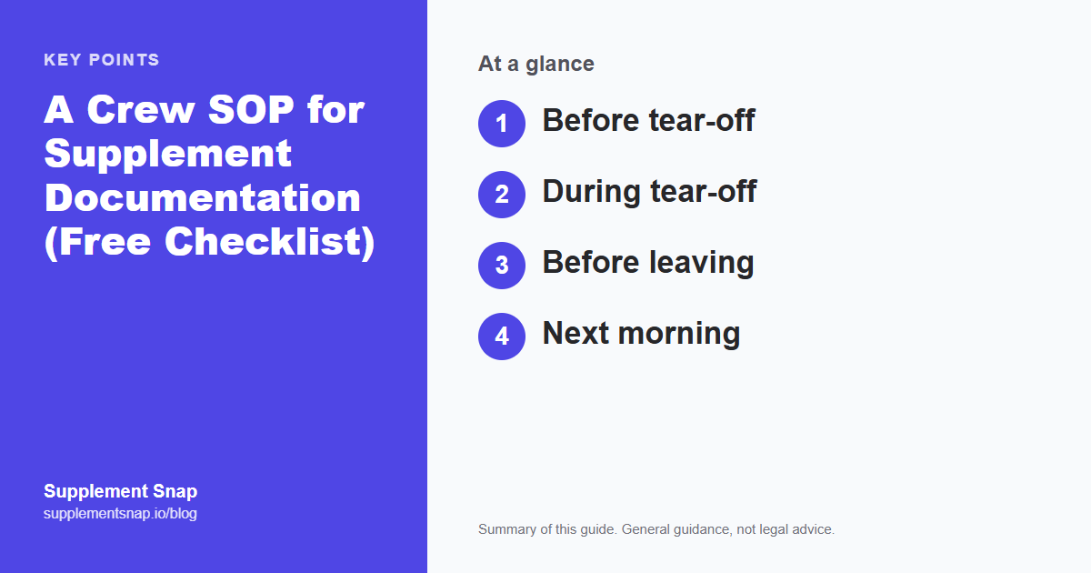 Key points from the guide: A Crew SOP for Supplement Documentation (Free Checklist)