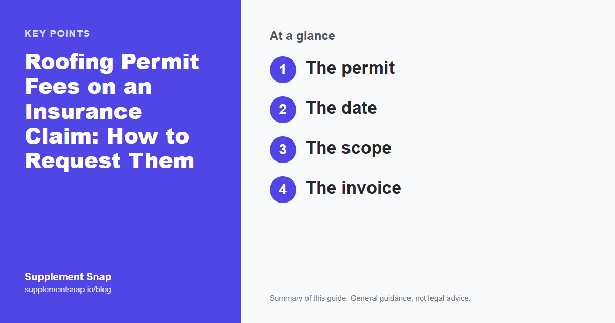 Key points from the guide: Roofing Permit Fees on an Insurance Claim: How to Request Them