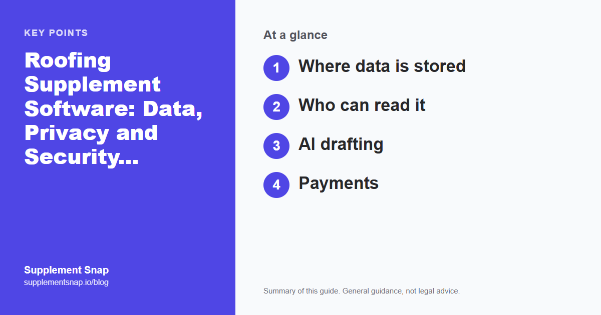 Key points from the guide: Roofing Supplement Software: Data, Privacy and Security Questions