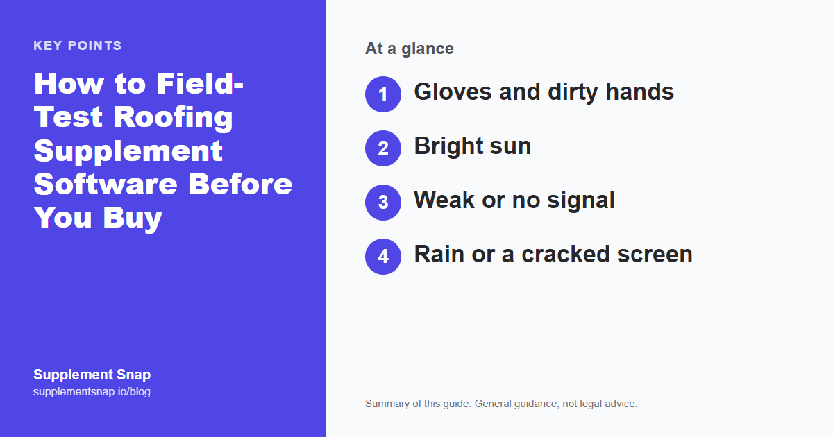 Key points from the guide: How to Field-Test Roofing Supplement Software Before You Buy