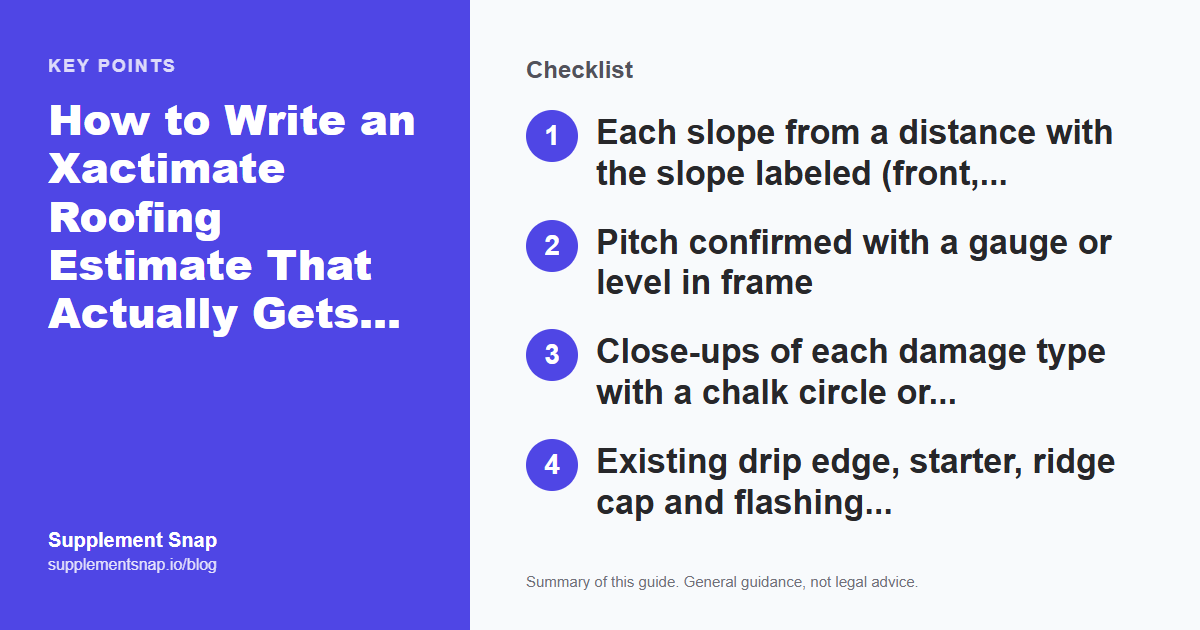 Key points from the guide: How to Write an Xactimate Roofing Estimate That Actually Gets Approved